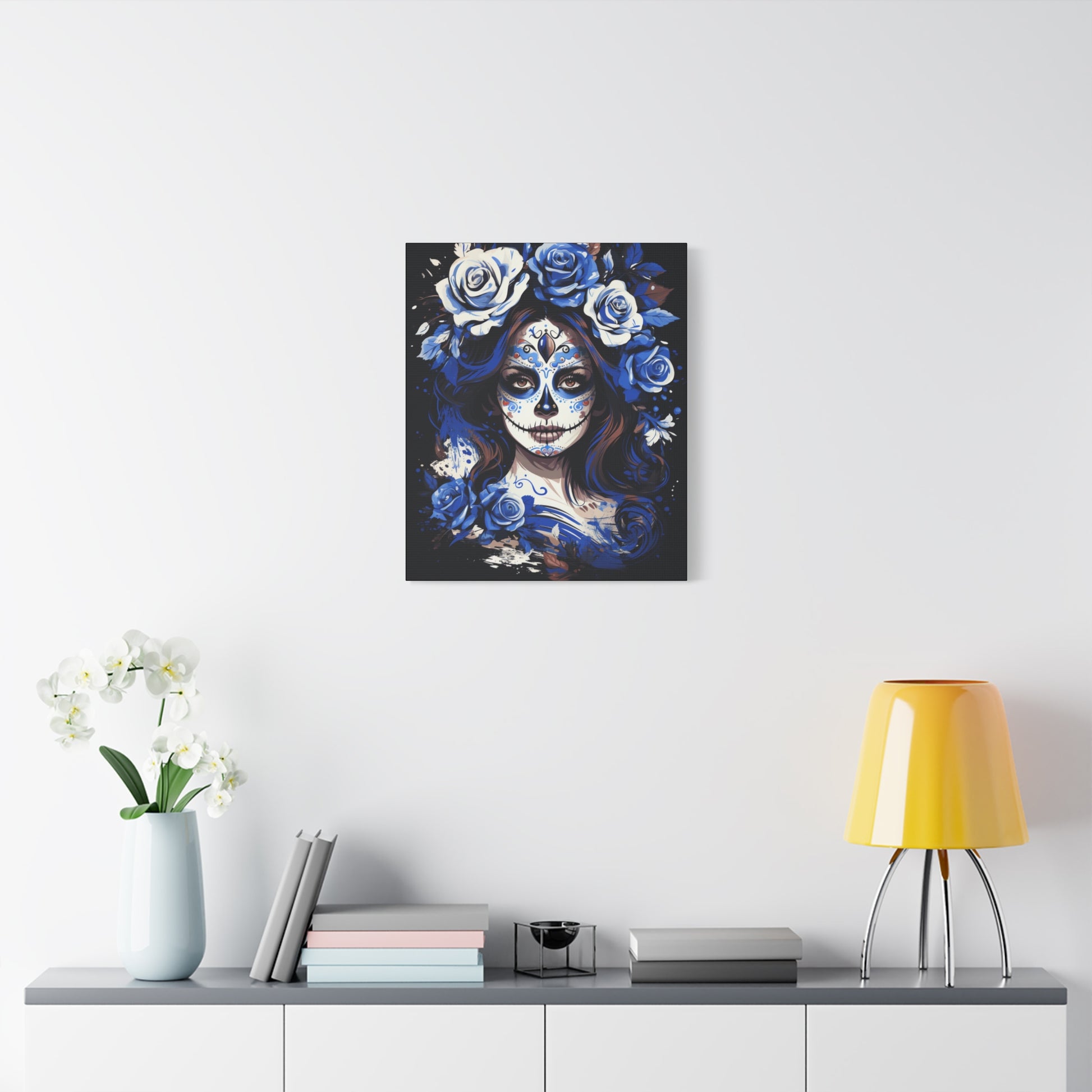 Vibrant Sugar Skull Canvas Art, Day of the Dead Decor, Wall Art, Gift for Art Lovers, Unique Home Decoration, Boho Style Art - VYBE Shop