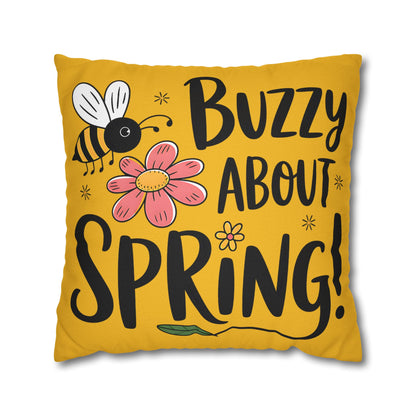 Buzzing Spring Pillowcase - Bee Themed Decorative Cushion Cover for Spring Home Decor and Floral Accent Gifts - VYBE Shop