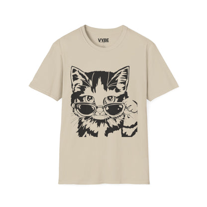 Cute- Cool Cat Sunglasses T-Shirt, Cute Kitty Tee, Gift For Feline Lovers - VYBE Shop