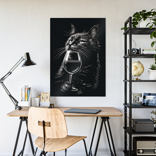 Cat Chic Cat Art Poster, Wine Lover Decor, Cat Poster, Pet Lover Gift, Wall Art Print - VYBE Shop