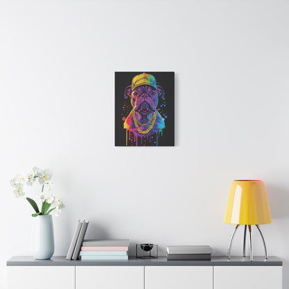 Neon Dog Portrait Canvas Art, Stretched Wall Decor, Pet Lover Gift, Funky Home Decor, Dog Themed Artwork, Unique Dog Gift - VYBE Shop