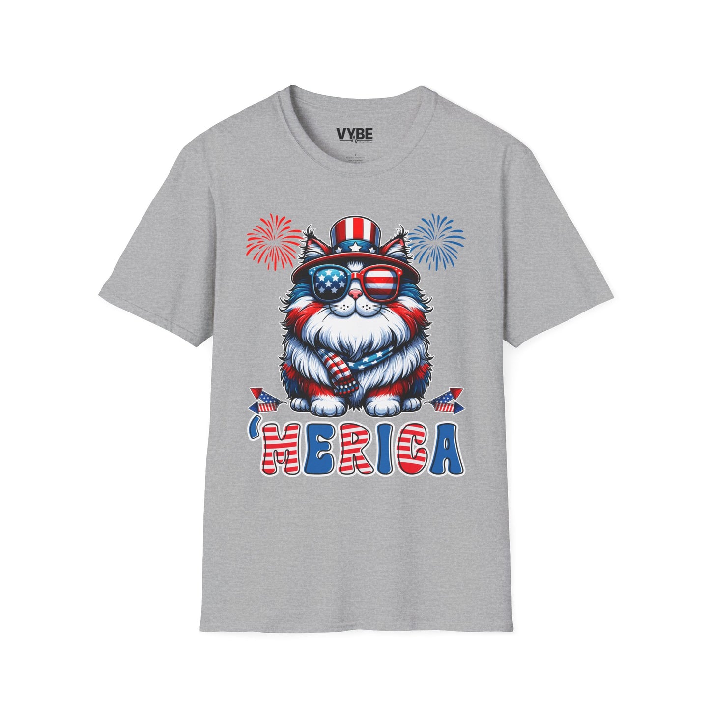 Patriotic 'Merica Cat T-Shirt - VYBE