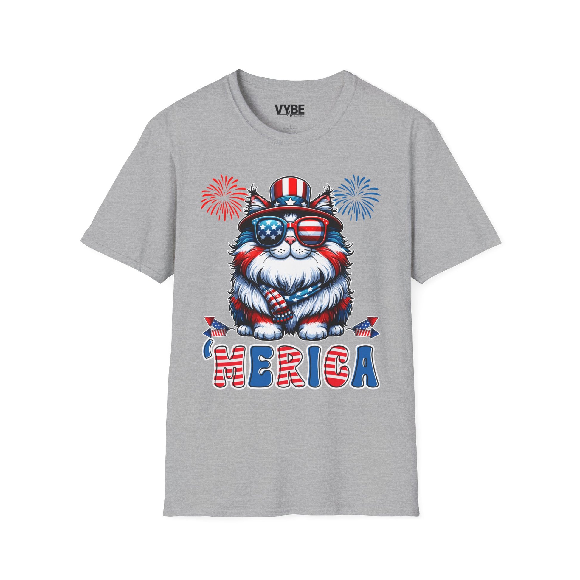 Patriotic 'Merica Cat T-Shirt - VYBE