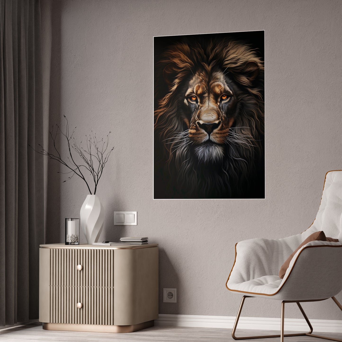 Lion Majestic Lion Gloss Poster | Beautiful Lion Wall Art, Wild Animal Decor, Gift for Nature Lovers - VYBE Shop