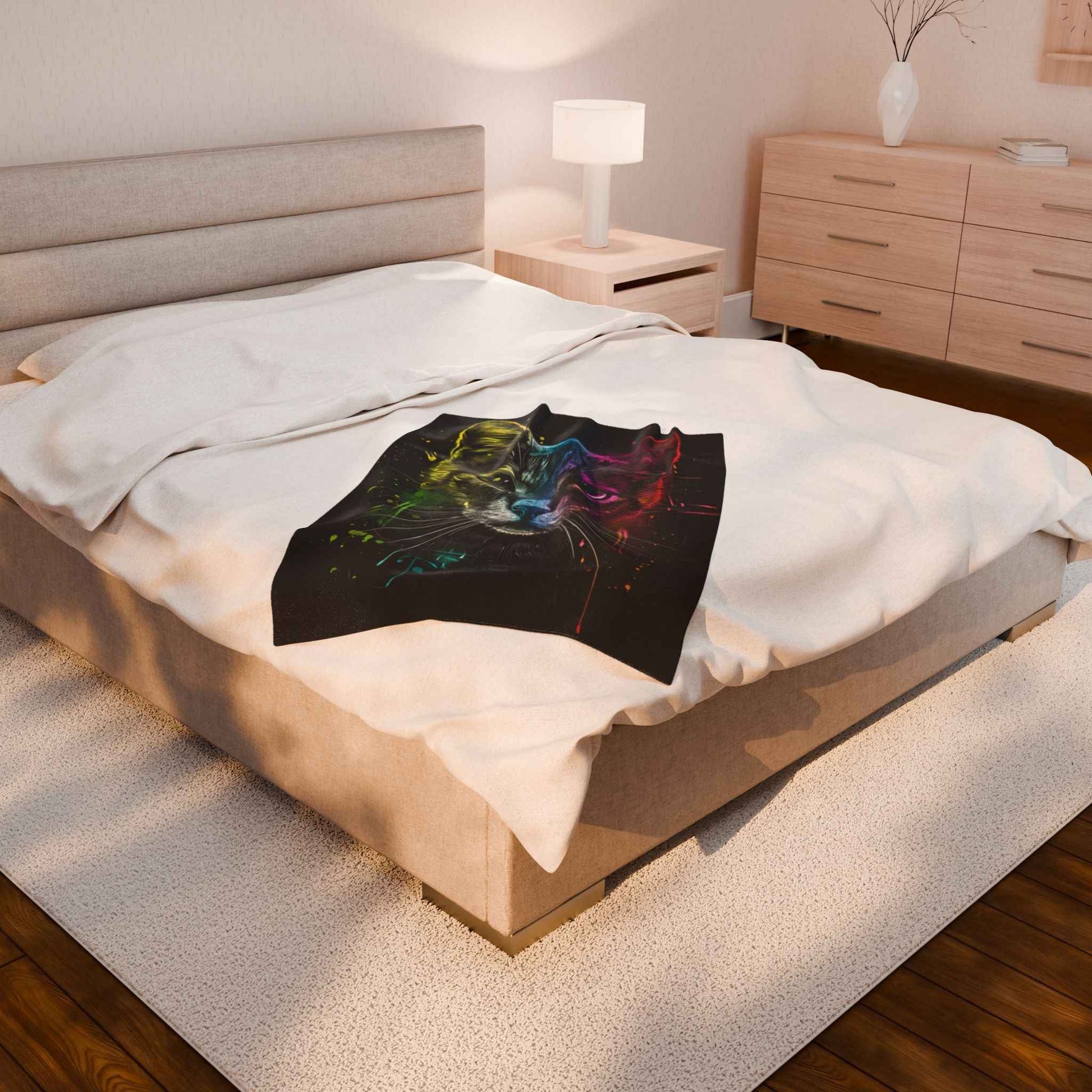 Rainbow Cat Blanket - Cozy Plush Throw for Cat Lovers
