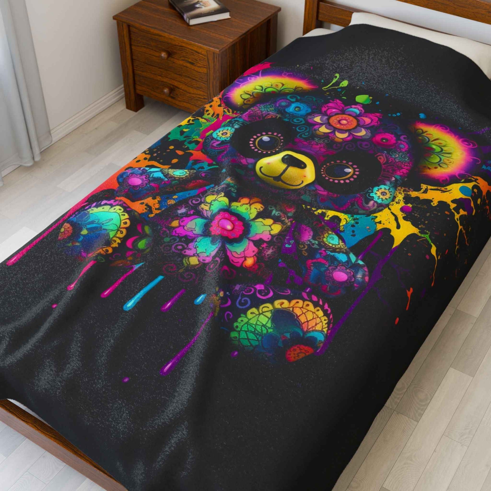 Colorful Bear Plush Blanket