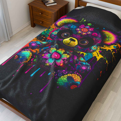 Colorful Bear Plush Blanket