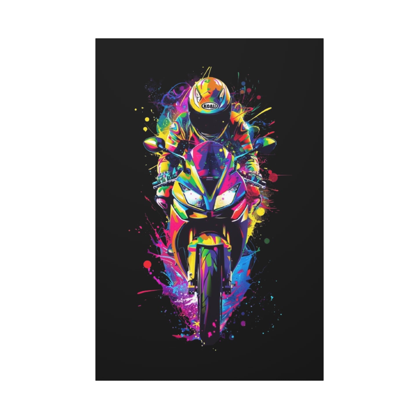 Neon Motorcycle Canvas Art, Perfect for Bikers, Home Decor, Gifts for Riders, Colorful Wall Art, Bike Lover's Gift - VYBE Shop