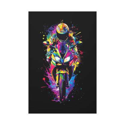 Neon Motorcycle Canvas Art, Perfect for Bikers, Home Decor, Gifts for Riders, Colorful Wall Art, Bike Lover's Gift - VYBE Shop