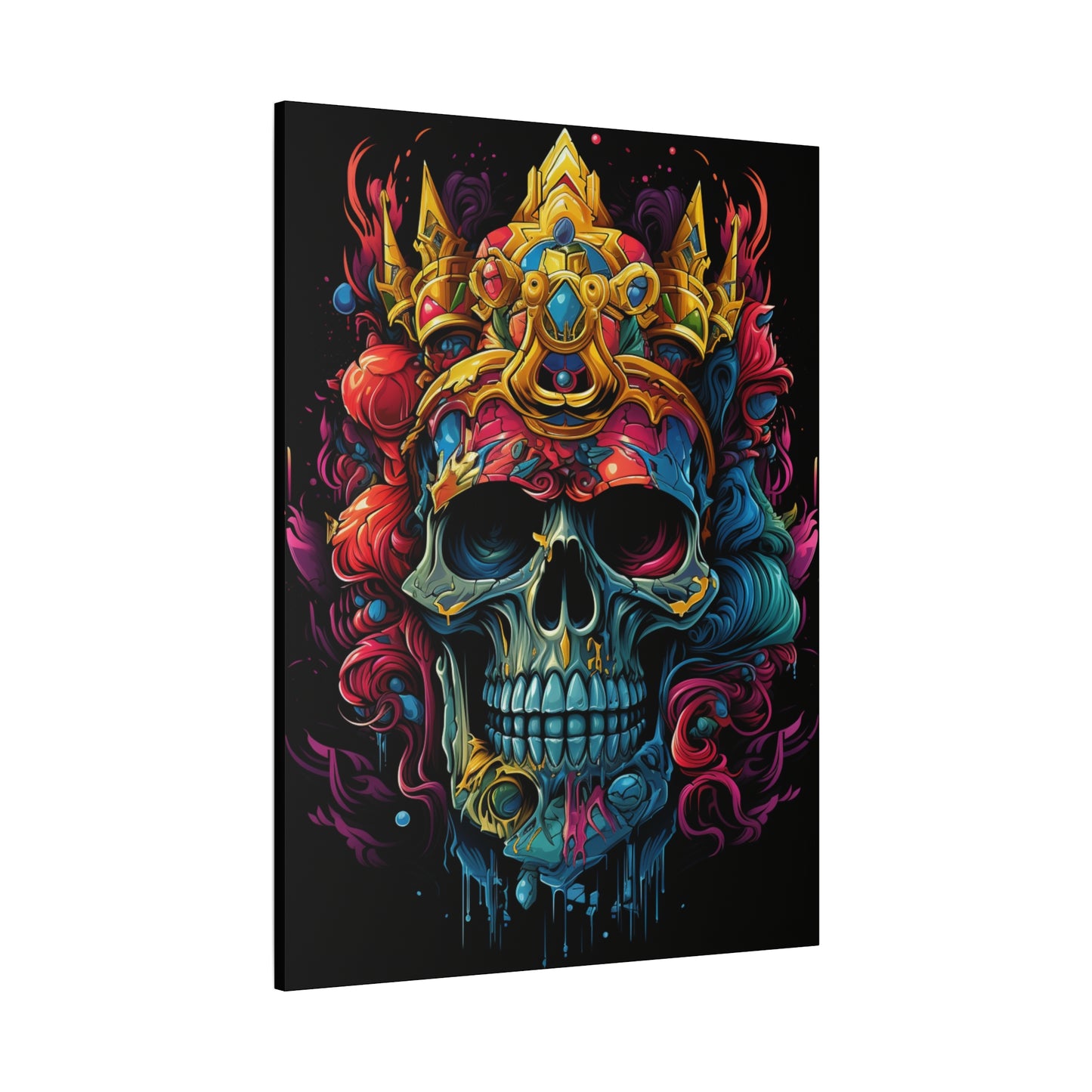 Vibrant Skull Canvas Art, Wall Decoration, Gothic Home Decor, Colorful Artwork, Unique Gift for Halloween, Artistic Wall Hanging - VYBE Shop