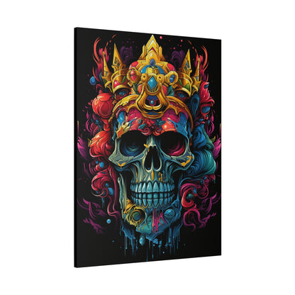 Vibrant Skull Canvas Art, Wall Decoration, Gothic Home Decor, Colorful Artwork, Unique Gift for Halloween, Artistic Wall Hanging - VYBE Shop