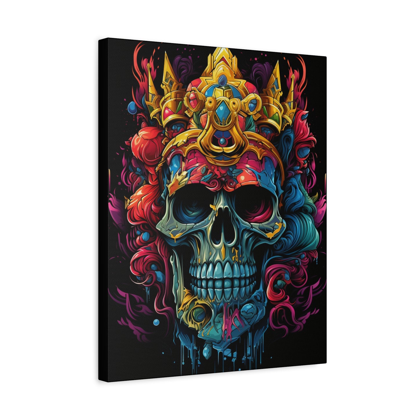 Vibrant Skull Canvas Art, Wall Decoration, Gothic Home Decor, Colorful Artwork, Unique Gift for Halloween, Artistic Wall Hanging - VYBE Shop