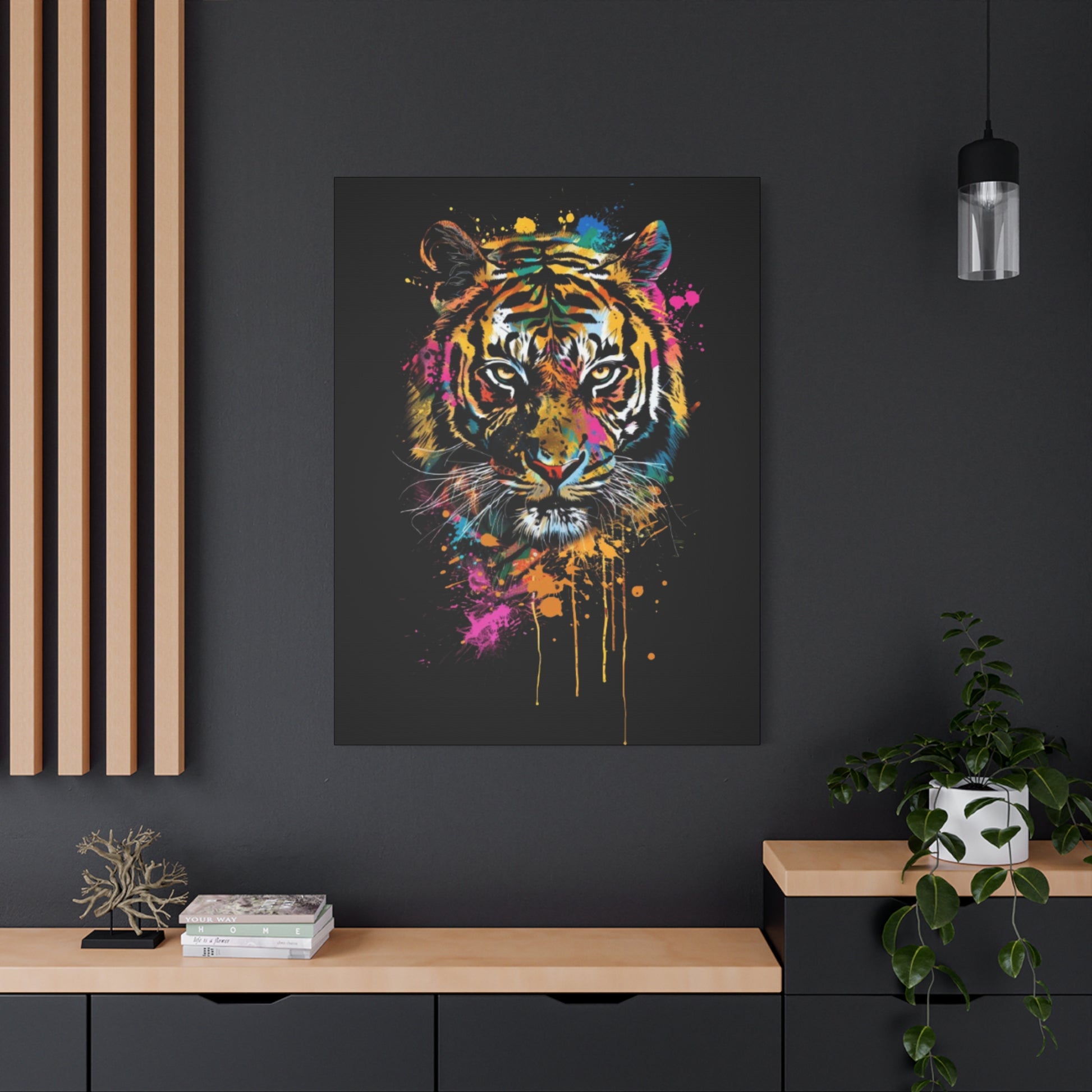 Neon Tiger Canvas Art, Colorful Wall Décor, Modern Home Decor, Wildlife Art, Gift for Animal Lovers - VYBE Shop