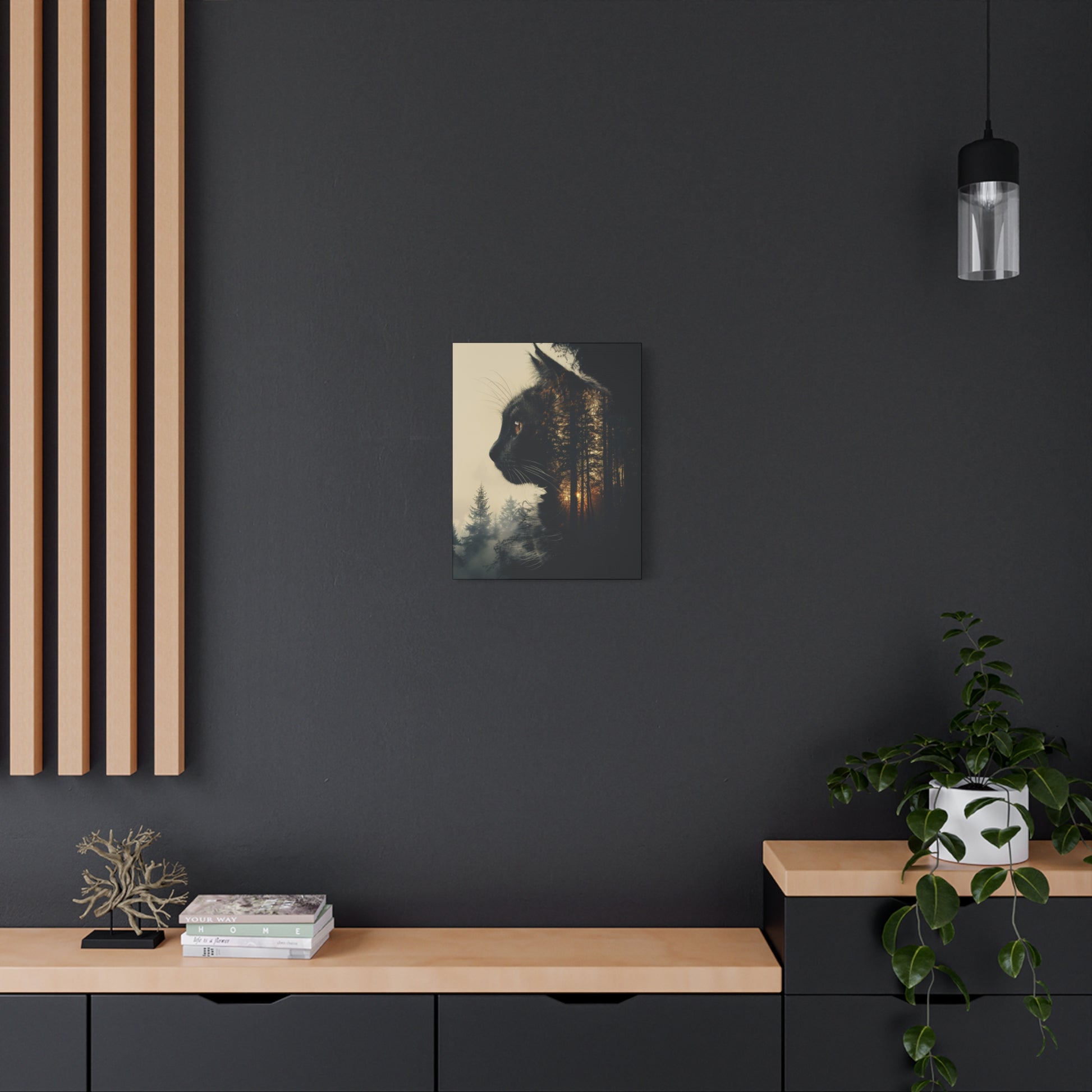 Enchanting Cat Forest Canvas Art Print, Matte Wall Decor for Cat Lovers, Perfect Gift for Home or Office, Pet Lover Decoration, [...] - VYBE Shop