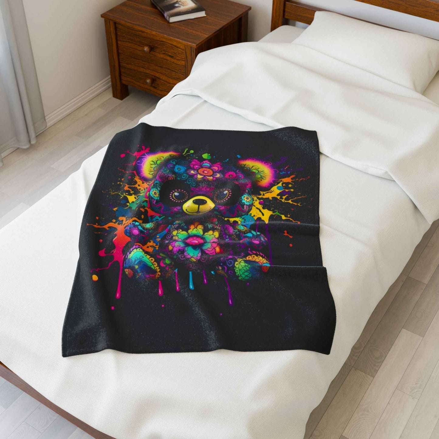 Colorful Bear Plush Blanket