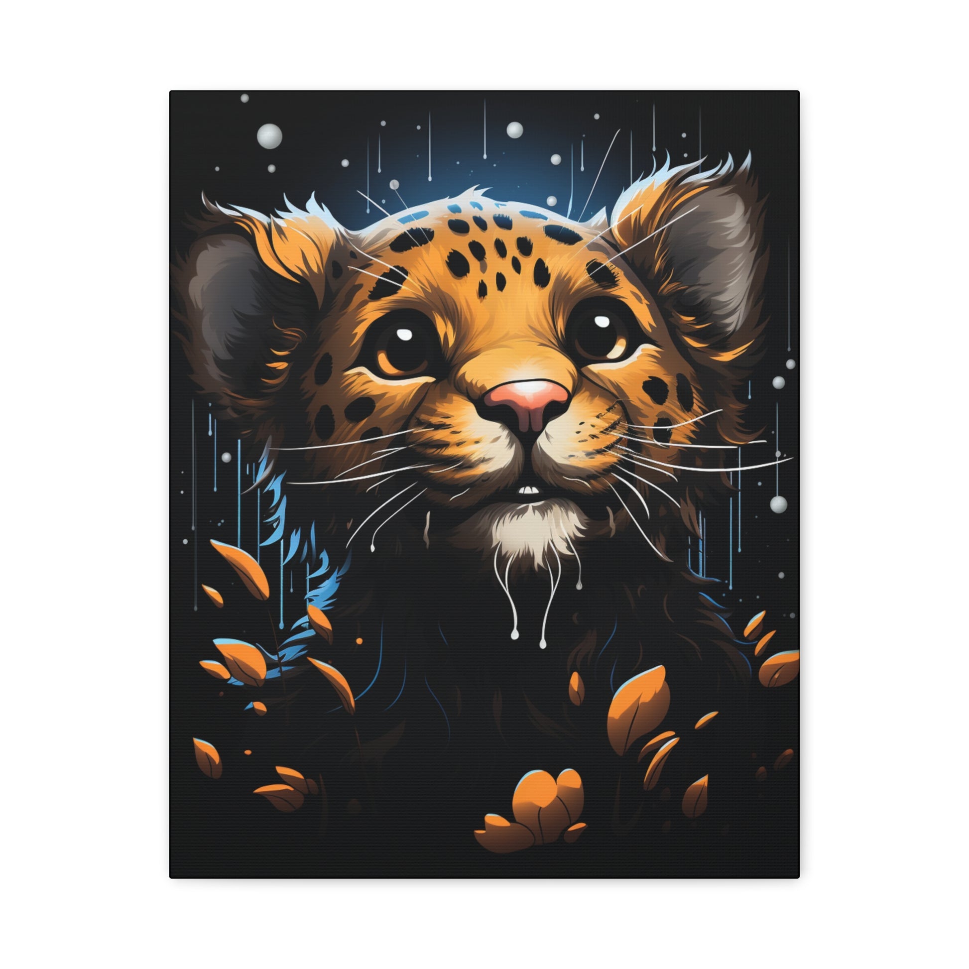 Playful Leopard Canvas Art Print, Cute Animal Wall Decor, Children's Room Decoration, Gift for Animal Lovers, Wild Animal Print - VYBE Shop