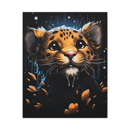 Playful Leopard Canvas Art Print, Cute Animal Wall Decor, Children's Room Decoration, Gift for Animal Lovers, Wild Animal Print - VYBE Shop