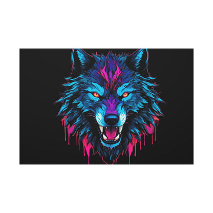 Neon Wolf Canvas Art, Colorful Wolf Wall Decor, Animal Lover Gift, Bold Home Decoration, Unique Art Print - VYBE Shop