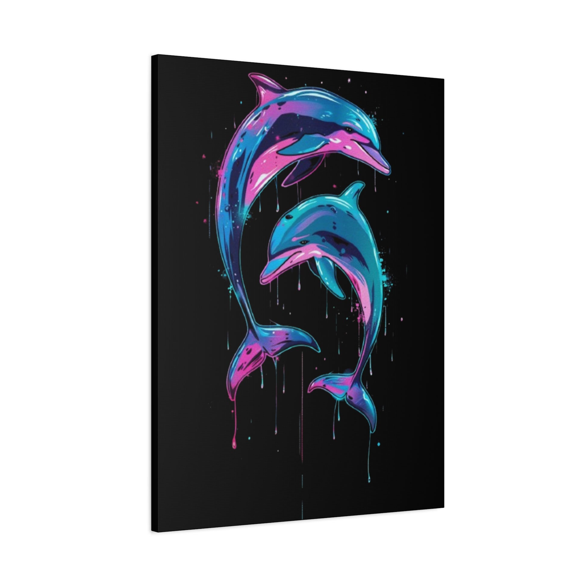 Neon Dolphin Design, Framed Canvas - VYBE Shop