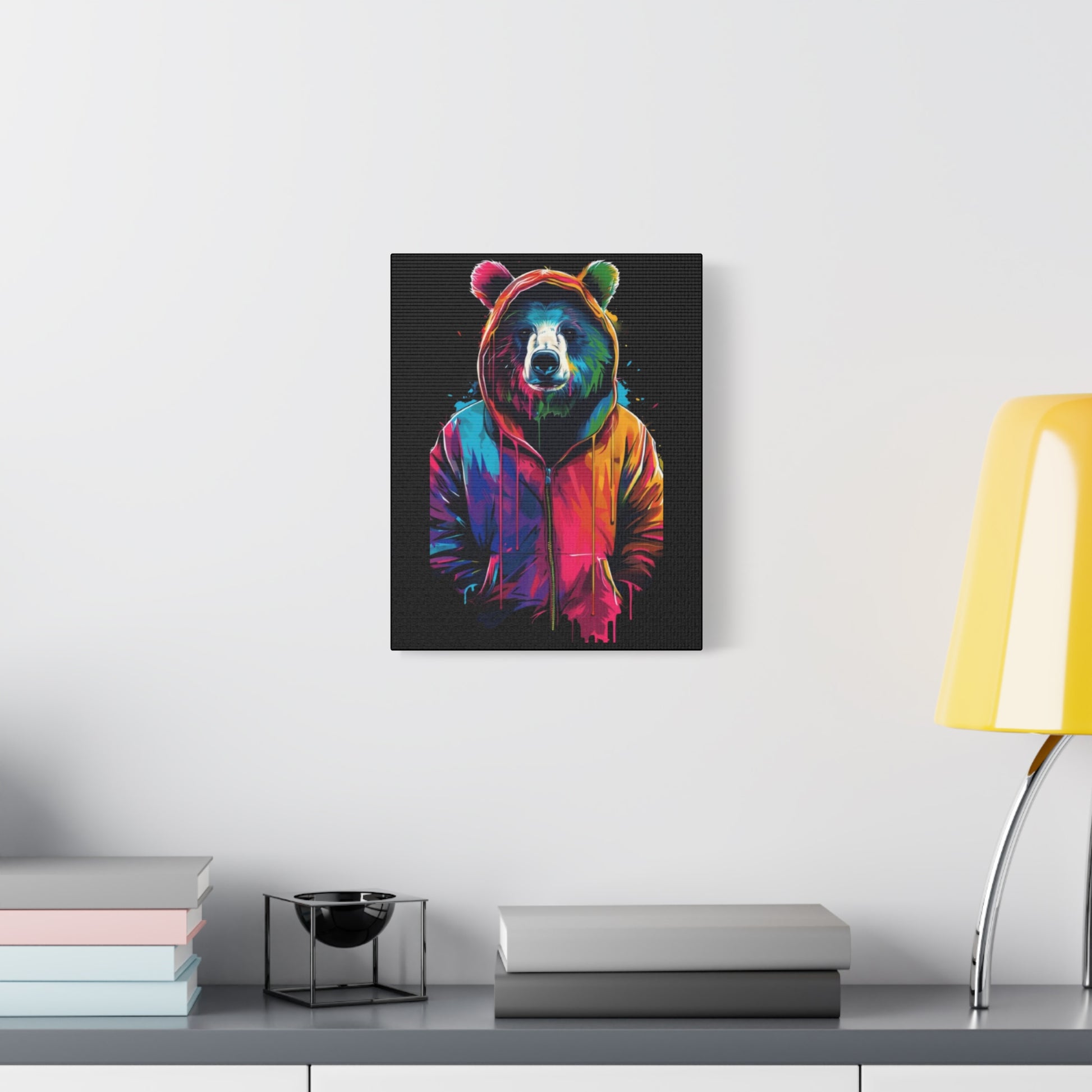 Vibrant Bear Canvas Art, Colorful Wall Decor, Modern Animal Painting, Home Aesthetic, Unique Gift Idea, Wildlife Lover Decor - VYBE Shop