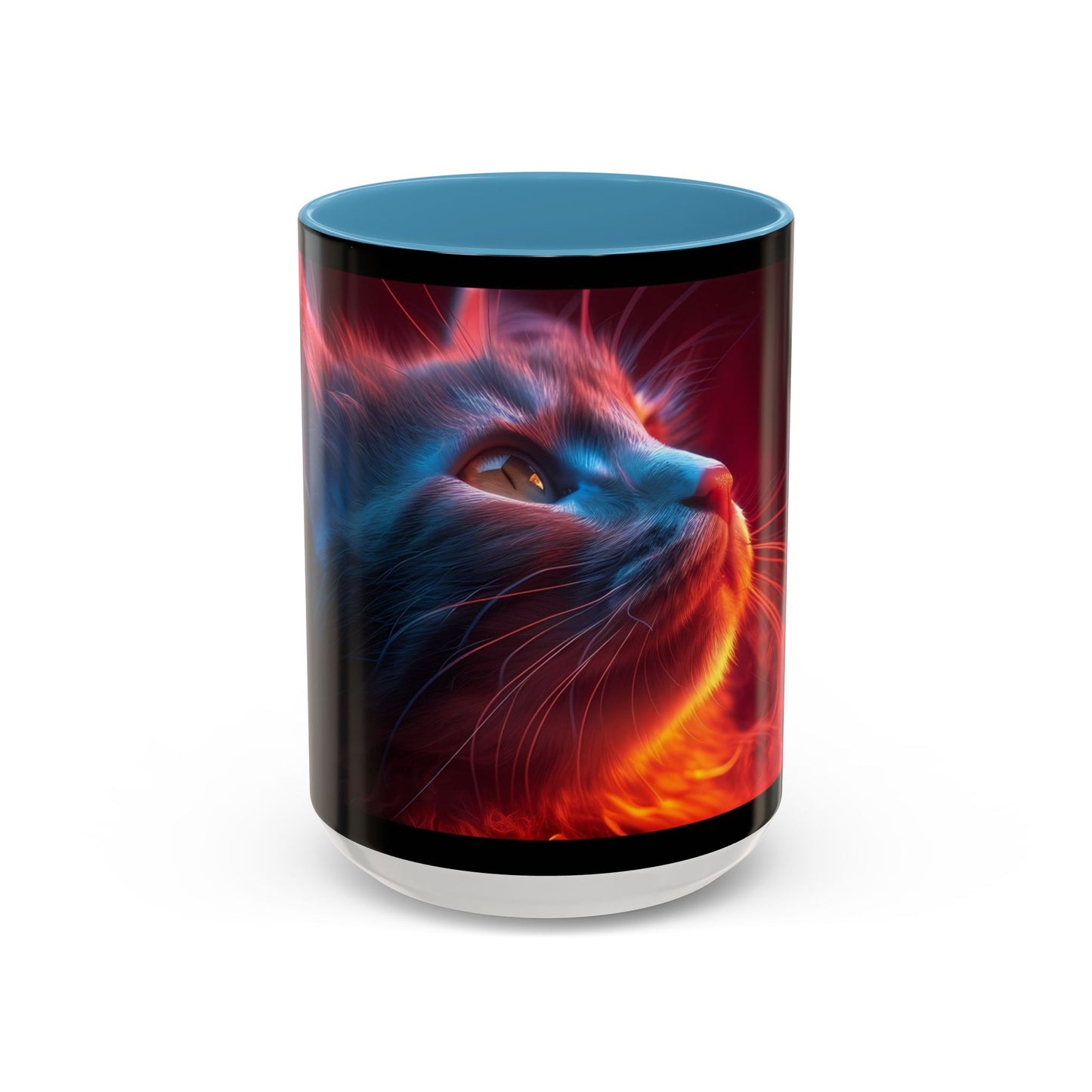 Cosmic Cat Coffee Mug - Vibrant Colorful Design, Cat Lover Gift, Unique Accented Mug, Pet Owner Gift, Cosmic Art Drinkware - VYBE