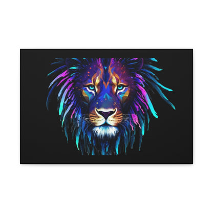 Neon Lion Canvas Wall Art, Colorful Home Decor, Animal Lover Gift, Jungle Theme Room Decoration, Unique Artwork for Living Room, [...] - VYBE Shop
