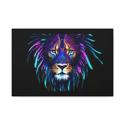 Neon Lion Canvas Wall Art, Colorful Home Decor, Animal Lover Gift, Jungle Theme Room Decoration, Unique Artwork for Living Room, [...] - VYBE Shop