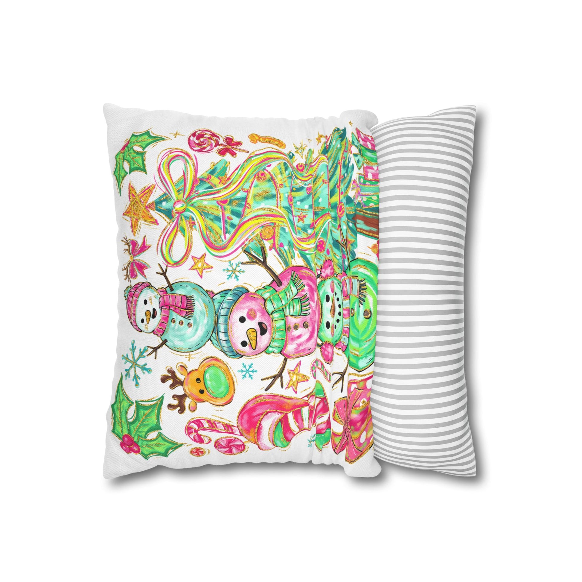 Festive Christmas Pillowcase, Holiday Decor, Winter Home Accent, Cute Snowman Design, Cozy Cushion Cover - VYBE Shop