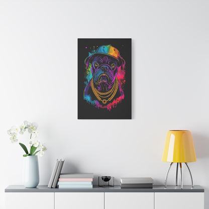 Neon Dog In Chain Matte Canvas, Stretched, 1.25" - VYBE Shop