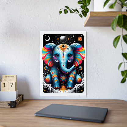 Vibrant Elephant Art Poster, Glossy Wall Decor - VYBE Shop