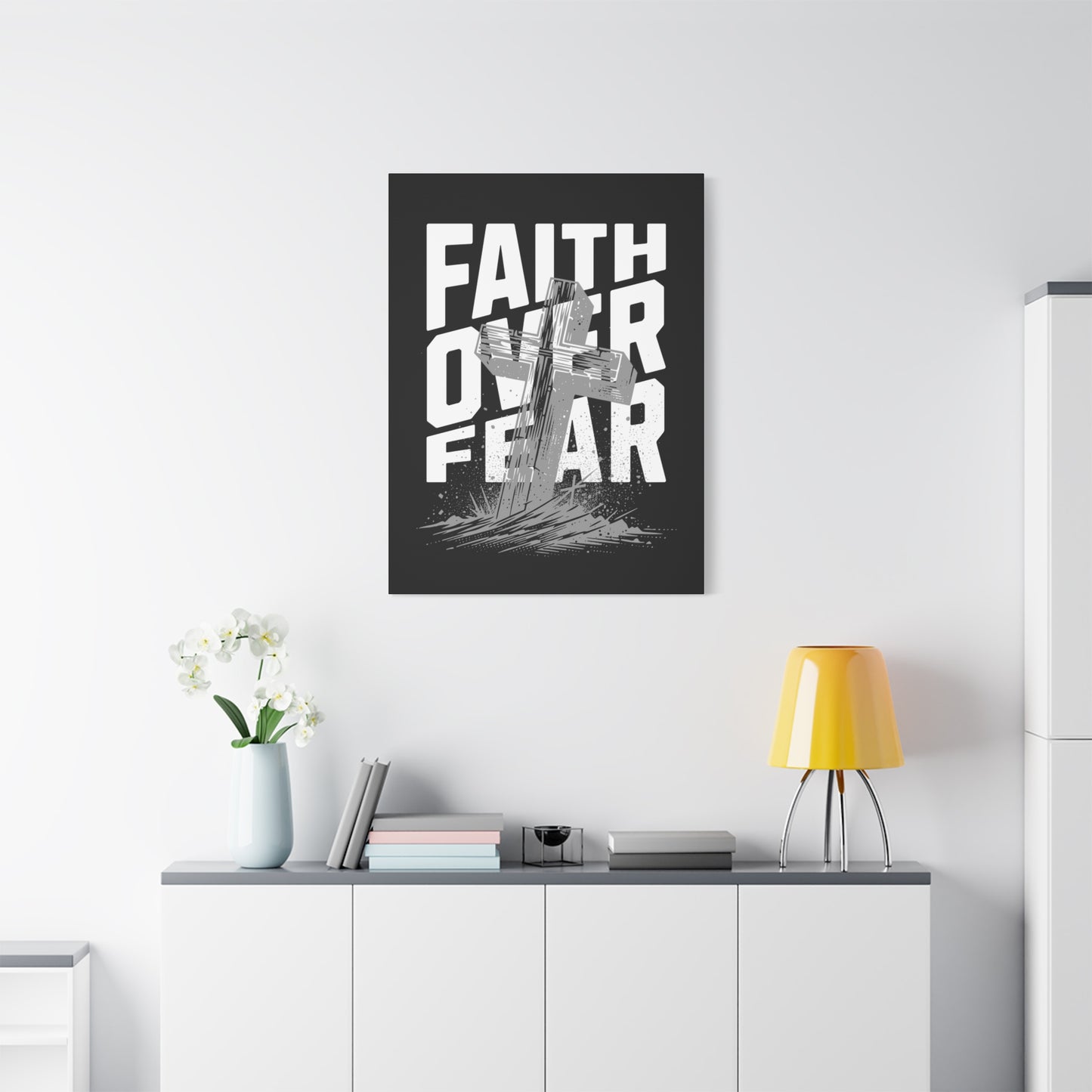 Religion- Faith Over Fear Canvas Print, Inspirational Wall Art, Religious Home Decor - VYBE Shop