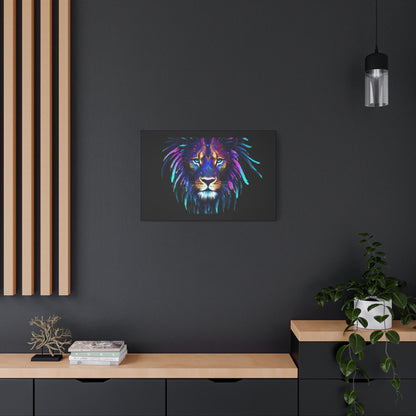 Neon Lion Canvas Wall Art, Colorful Home Decor, Animal Lover Gift, Jungle Theme Room Decoration, Unique Artwork for Living Room, [...] - VYBE Shop