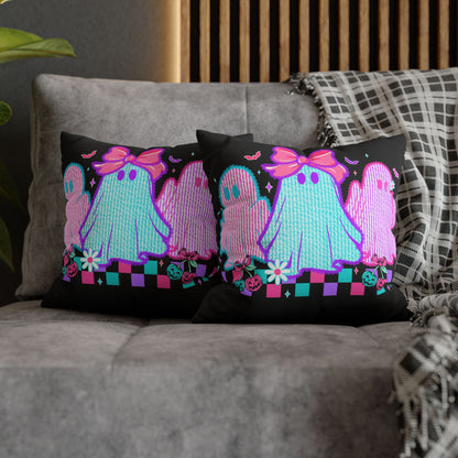 Colorful Ghost Pillowcase | Whimsical Halloween Decor, Spooky Home Accent Cushion Cover, Vibrant Ghost Design - VYBE Shop