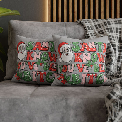 Funny Christmas Pillowcase - Santa Knows You've Been A Bit... Unique Decorative Accent for Holiday Decor, Perfect Gift for Friends and Family - VYBE Shop