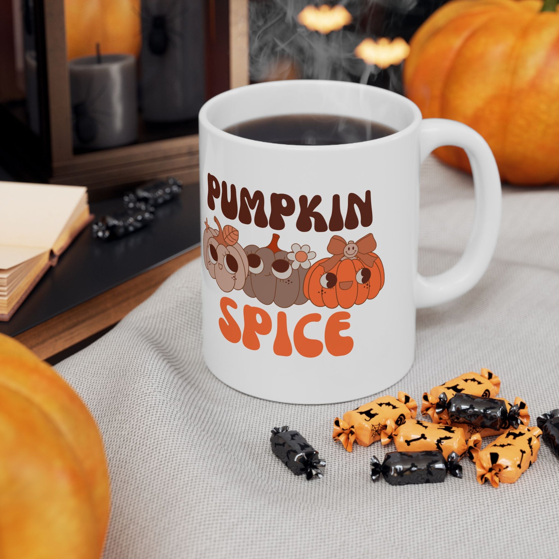 Pumpkin Spice Mug, Cute Fall Coffee Cup, Autumn Beverage Mug, Halloween, Thanksgiving Gift, Cozy Seasonal Decor - VYBE Shop