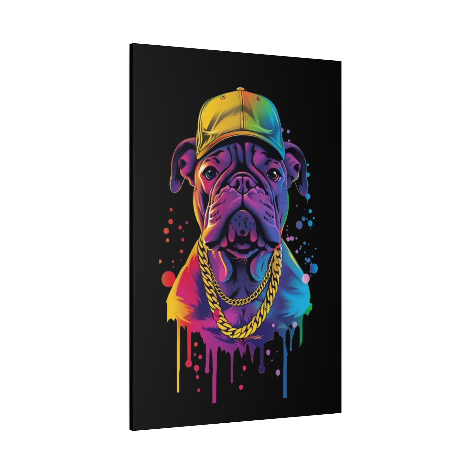 Neon Dog Portrait Canvas Art, Stretched Wall Decor, Pet Lover Gift, Funky Home Decor, Dog Themed Artwork, Unique Dog Gift - VYBE Shop