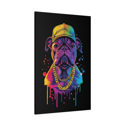 Neon Dog Portrait Canvas Art, Stretched Wall Decor, Pet Lover Gift, Funky Home Decor, Dog Themed Artwork, Unique Dog Gift - VYBE Shop