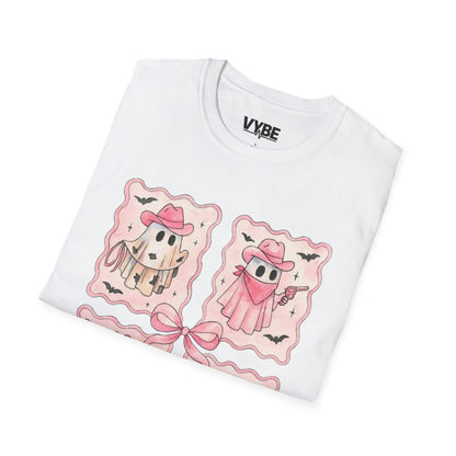 Halloween- Cute Ghosts Unisex T-Shirt, Halloween Tee, Funny Graphic Shirt, Gift for Ghost Lovers, Pink Halloween - VYBE Shop