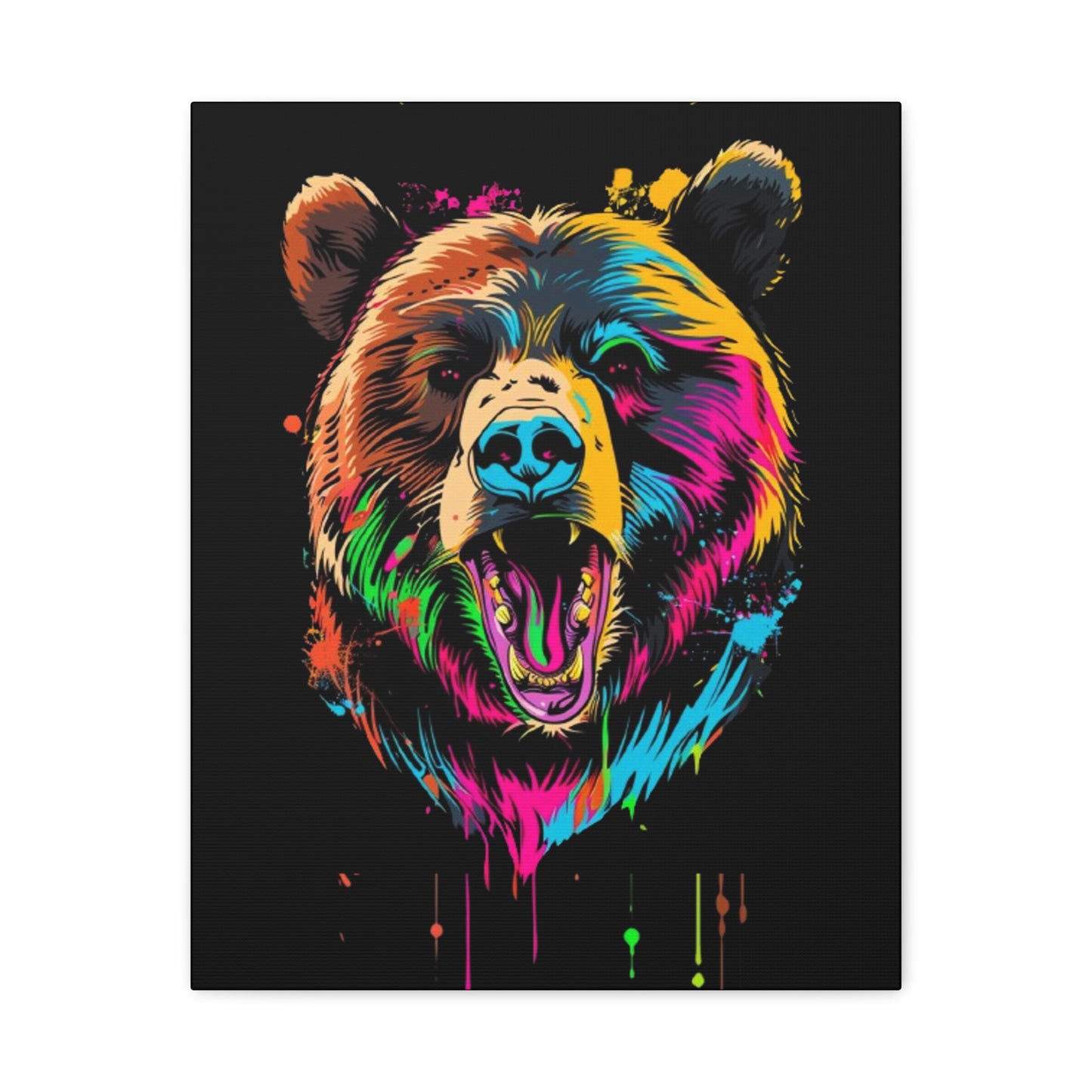 Neon Bear Canvas Art, Colorful Animal Wall Decor, Wildlife Gift, Modern Home Accent, Unique Artwork for Nature Lovers - VYBE Shop