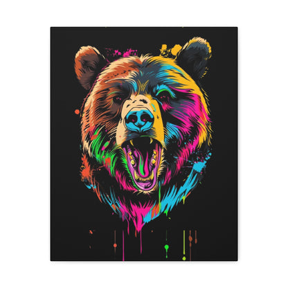 Neon Bear Canvas Art, Colorful Animal Wall Decor, Wildlife Gift, Modern Home Accent, Unique Artwork for Nature Lovers - VYBE Shop