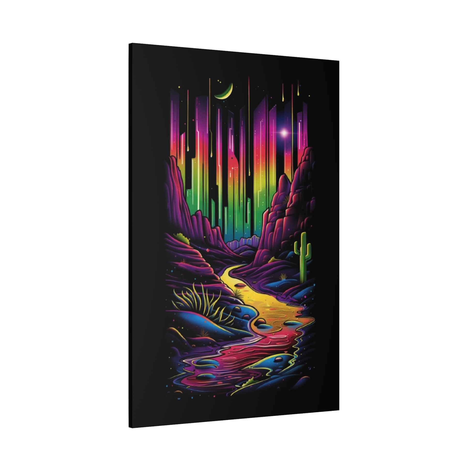 Neon Nature Canvas Art, Wall Decor, Colorful Landscape, Bohemian Home Decor, Gift for Art Lovers, Unique Wall Hanging - VYBE Shop