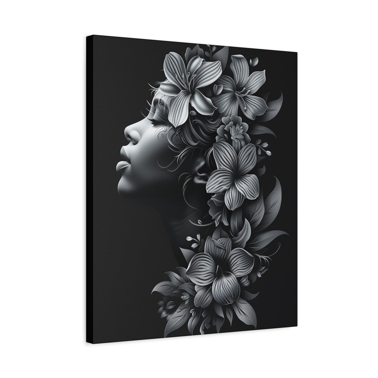 Floral Silhouette Canvas Print, Wall Art, Home Decor, Gift for Her, Modern Wall Hanging, Botanical Art - VYBE Shop