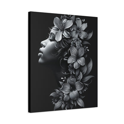 Floral Silhouette Canvas Print, Wall Art, Home Decor, Gift for Her, Modern Wall Hanging, Botanical Art - VYBE Shop