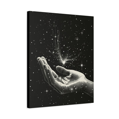 Stretched Canvas Wall Art, Celestial Hand Design, Spiritual Home Decor, Modern Art for Living Room, Gift for Space Lovers - VYBE Shop