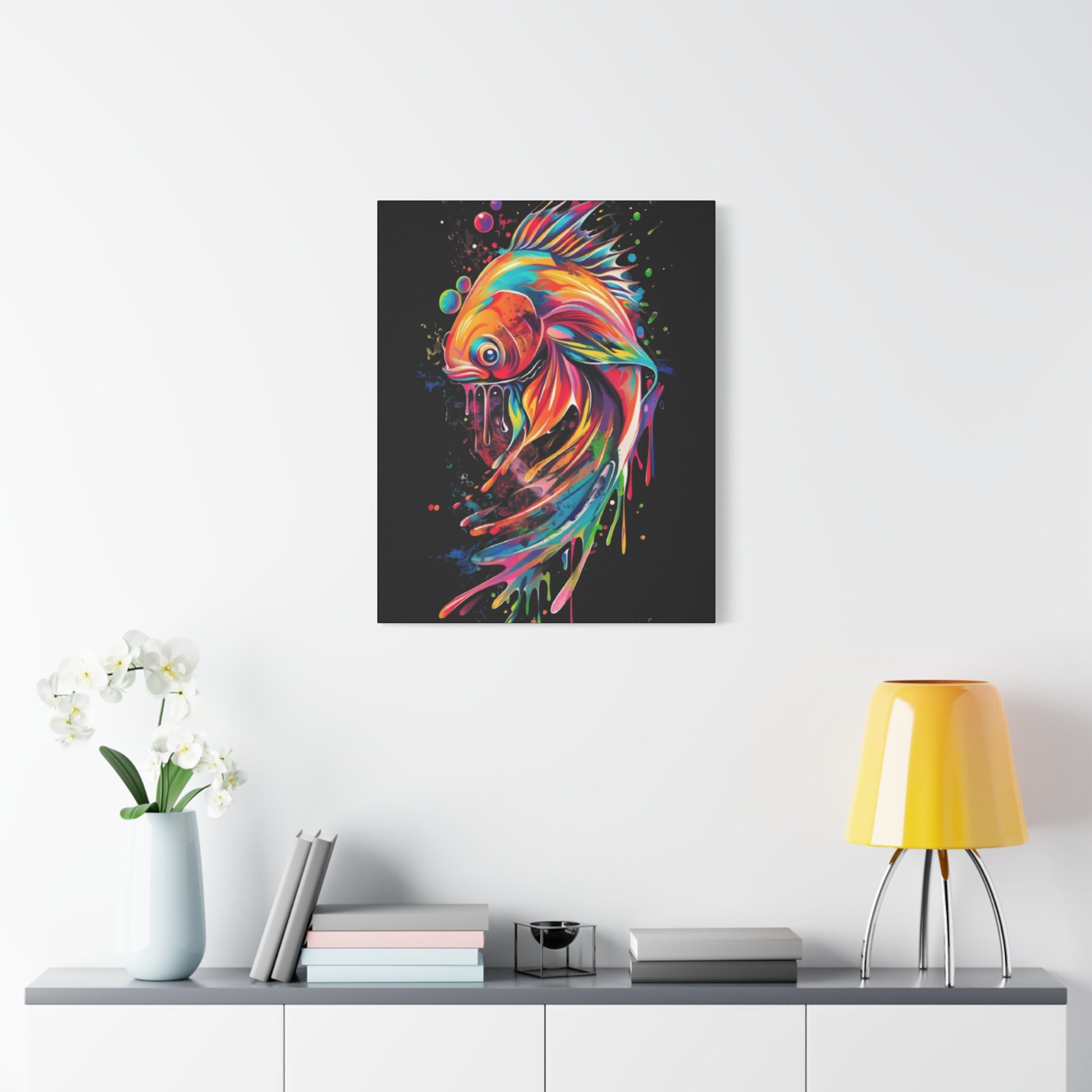 Neon Fish Canvas Art, Colorful Wall Decor, Artistic Home Accent, Gift for Fish Lovers, Unique Ocean Decor, Bright and Cheerful Wall Art - VYBE Shop