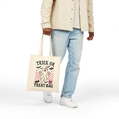 Halloween Trick or Treat Tote Bag, Spooky Cute Bag, Cute Canvas Carryall, Fall Festival Essential - VYBE Shop