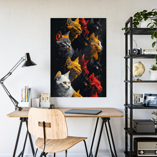 Cat Vibrant Cat Art Print, Colorful Gloss Poster, Cat Lover's Wall Decor, Home Office Decor, Gift for Cat Owners - VYBE Shop