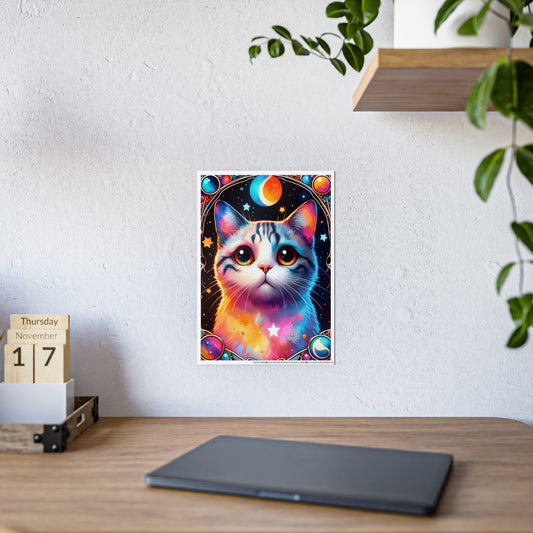 Cosmic Kitty Poster - Whimsical Cosmic Cat Gloss Wall Art - VYBE Shop