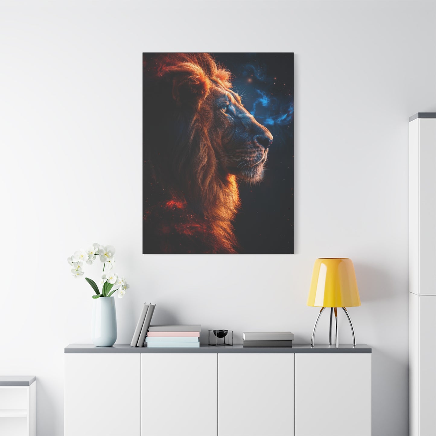 Galactic Lion Canvas Art Print, Cosmic Wall Decor, Animal Lover Gift, Unique Home Decoration, Inspirational Artwork - VYBE Shop