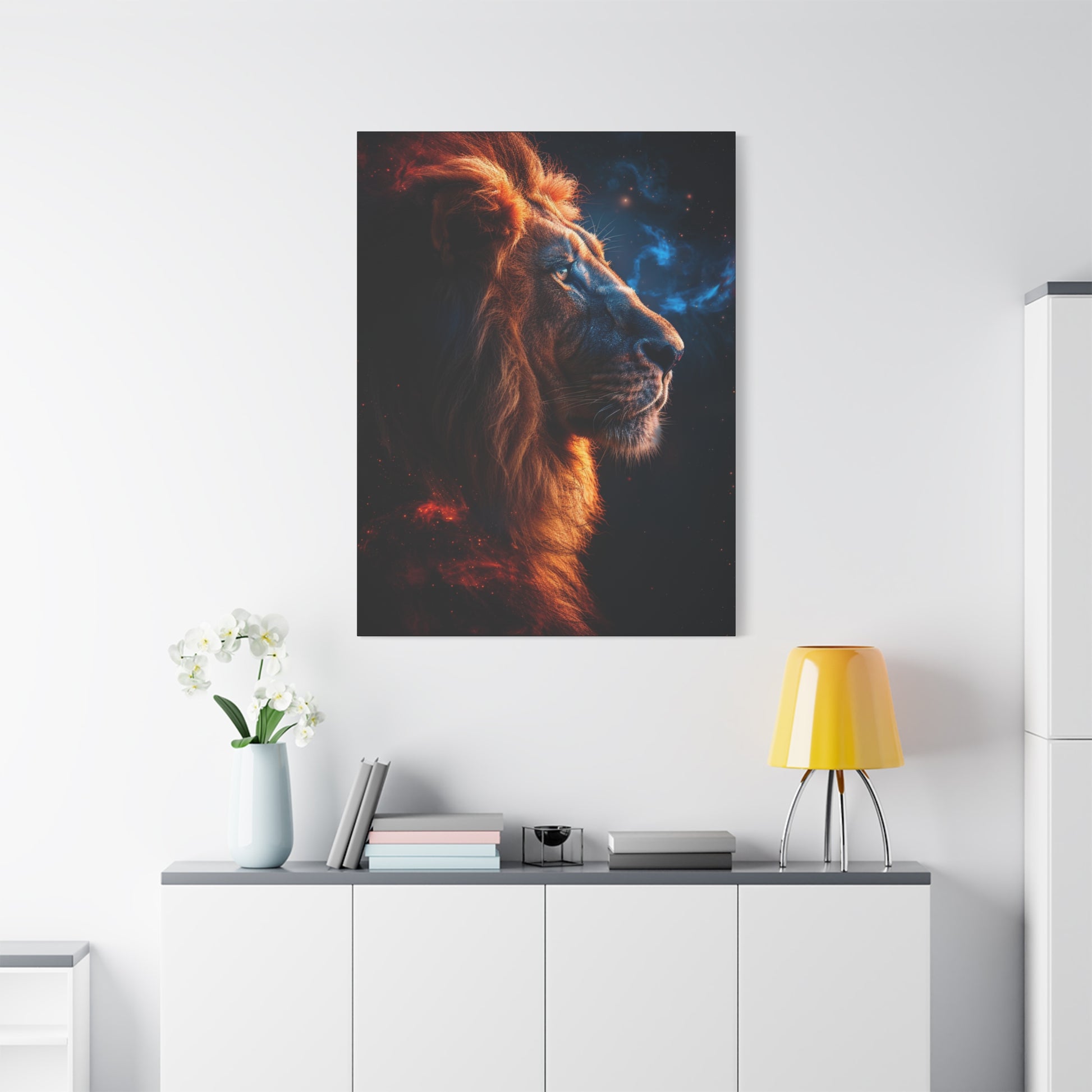Galactic Lion Canvas Art Print, Cosmic Wall Decor, Animal Lover Gift, Unique Home Decoration, Inspirational Artwork - VYBE Shop
